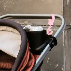 Ganchos para cochecito con mosquetón giratorio y clips carrito rosa