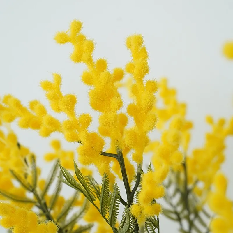Flores artificiales acacia falsa con spray mimosa amarillo