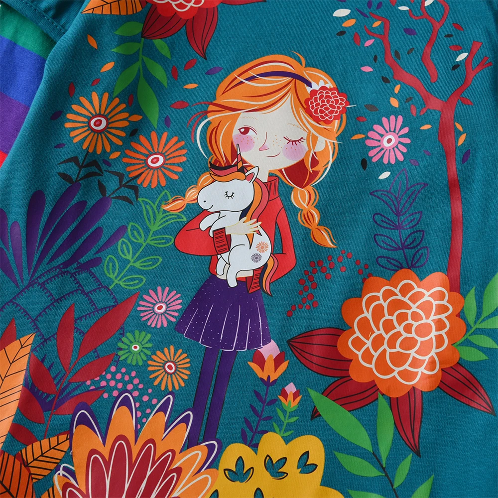 DXTON Camiseta invierno manga larga floral para niña - imagen 3