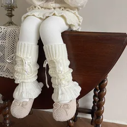 Calentadores de piernas de punto para ballet infantil con encaje
