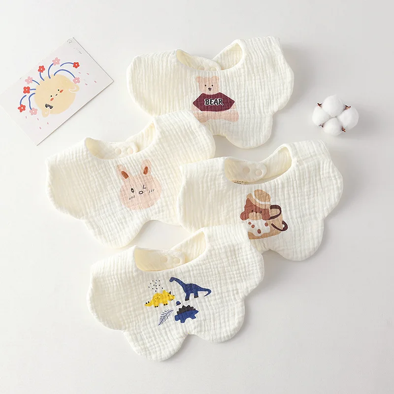 Baberos de gasa de algodón con dibujos animados para bebé - Bandana