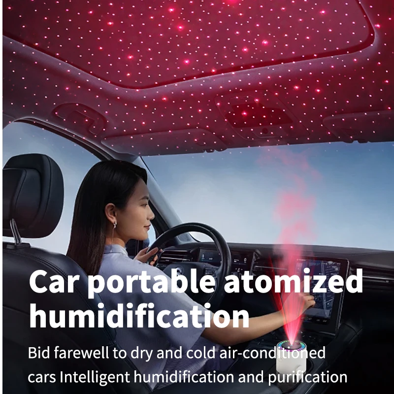 Humidificador de aire USB para coche con proyección cielo estrellado - imagen 3