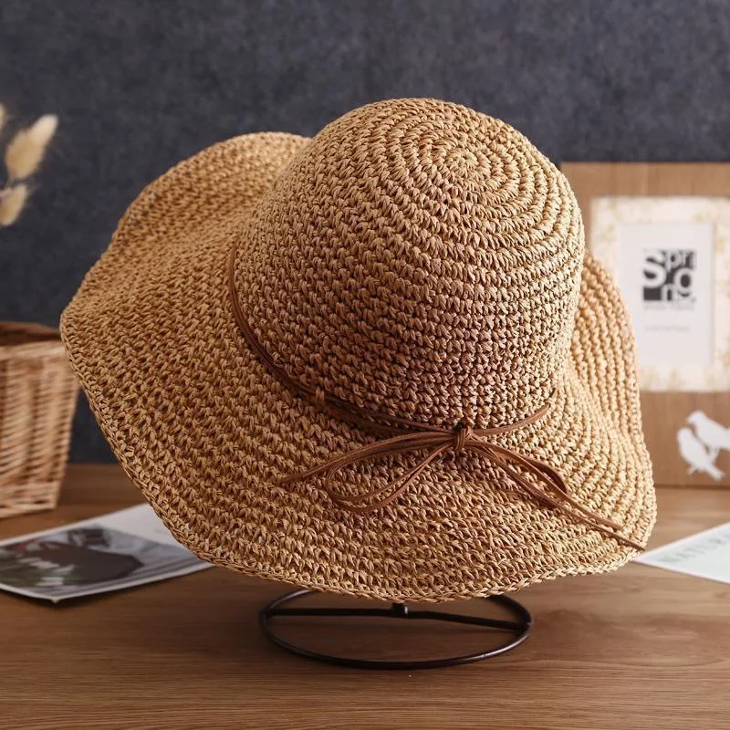 Sombrero de paja Dayan plegable con lazo transpirable para playa