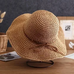 Sombrero de paja Dayan plegable con lazo transpirable para playa