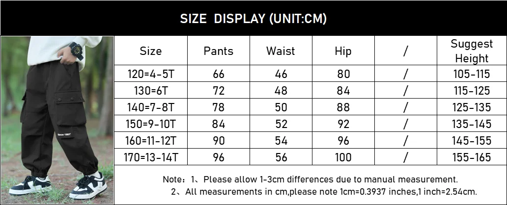 Pantalones Cargo BOTEZAI para niños vista frontal