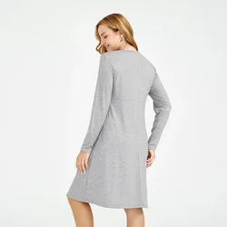 Vestido de lactancia de maternidad holgado de cuello redondo