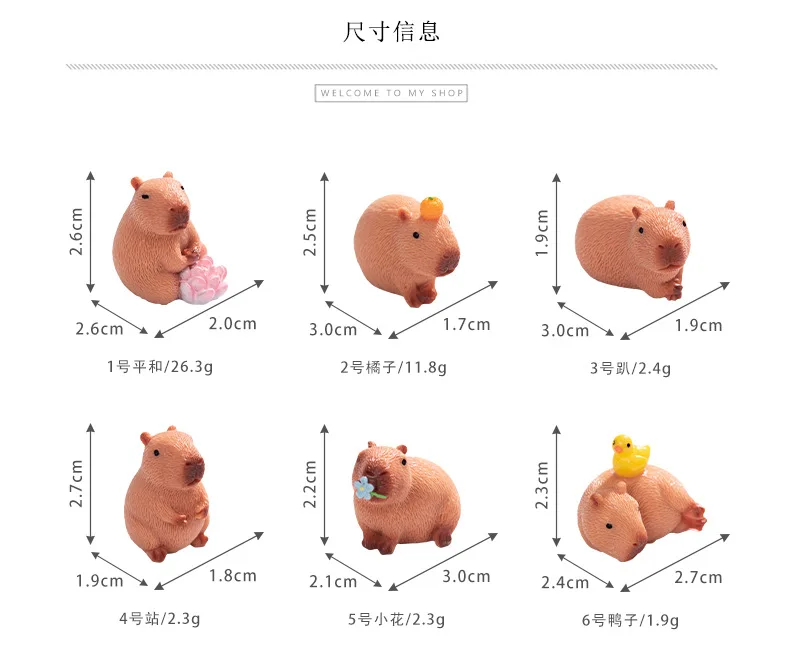 Adornos de capibara para crear escenas