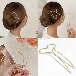 Horquillas metálicas para moño elegantes con formas corazón y estrella