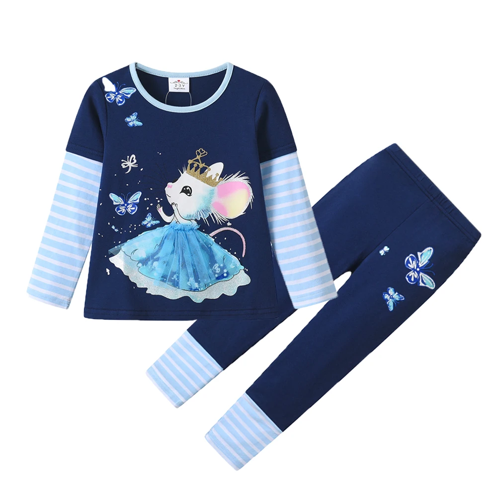 DXTON Conjunto de otoño a rayas para niños: jersey y pantalón largo