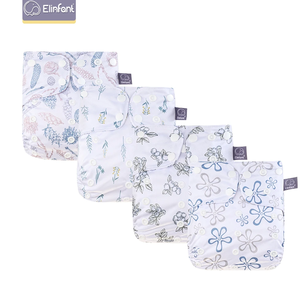 Elinfant pañales de tela OS bolsillo con malla transpirable 4 uds