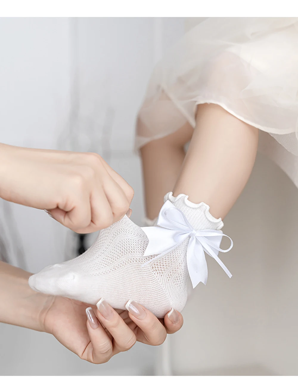 Calcetines de princesa finos ventilados con lazo para niñas – verano - imagen 2