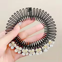 Diadema negra con perlas y pedrería de imitación para el cabello