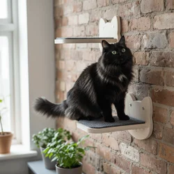 Rascador de pared para gatos con escalera y plataforma resistente