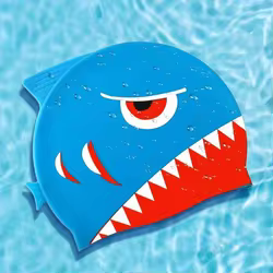 Gorro de natación silicona forma tiburón – protege orejas bebés niños