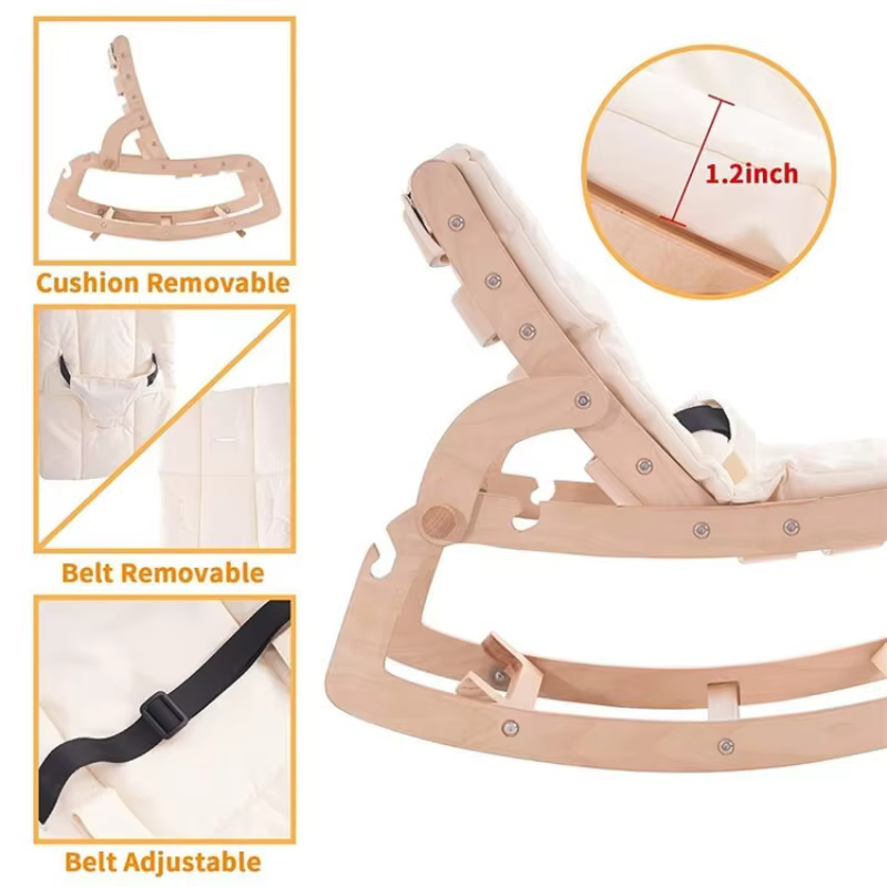 Mecedora de madera para bebé – Silla relajante y multifuncional