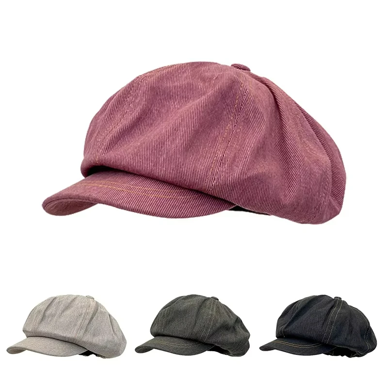 Gorra newsboy para niña con estilo retro y color liso