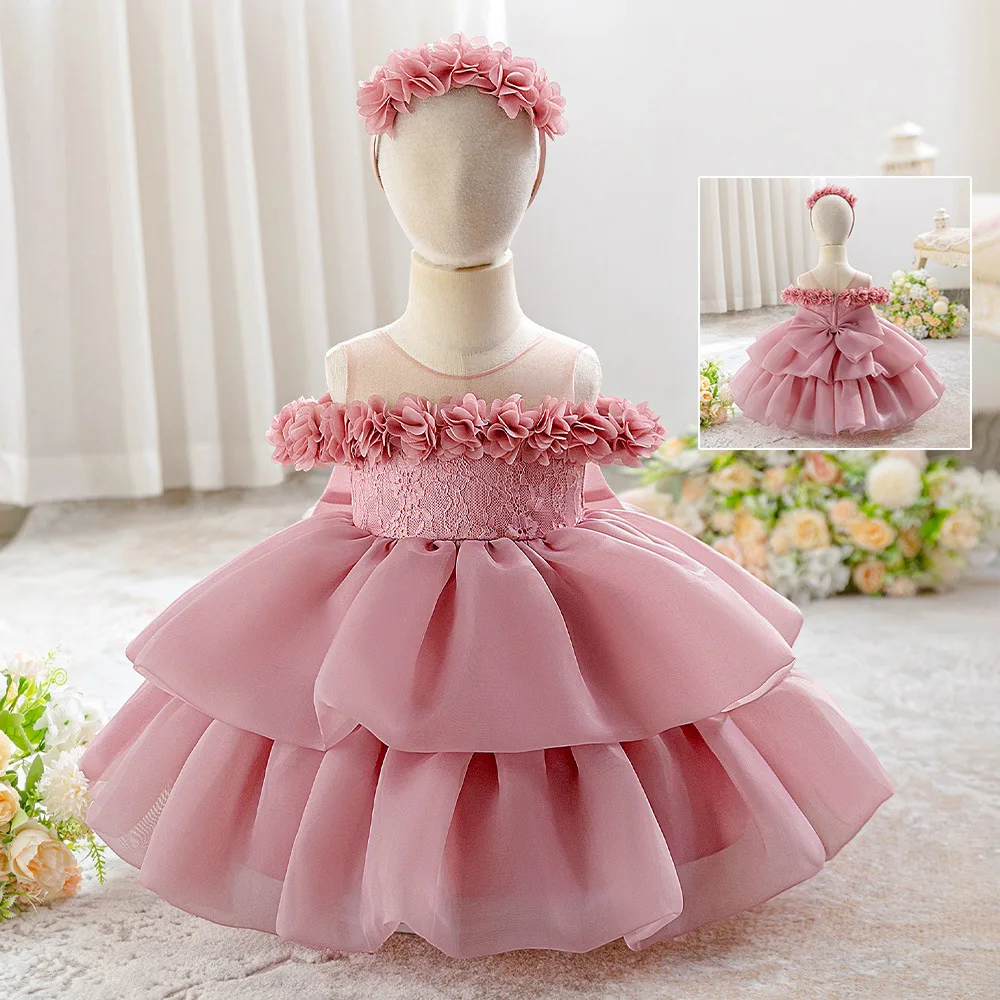 Somenie Vestido de Princesa de Tul con Falda Abullonada para Bebés - imagen 3