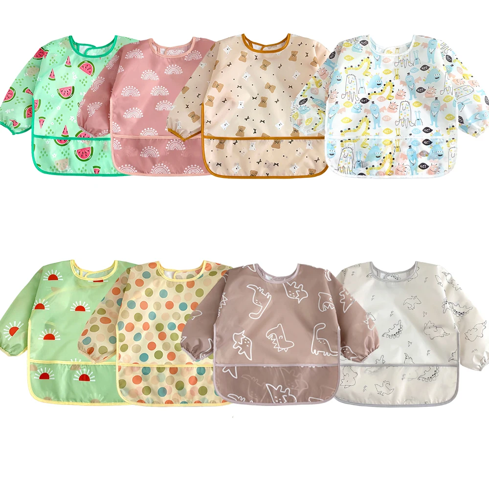 Babero impermeable manga larga bebé – Delantal alimentación peto