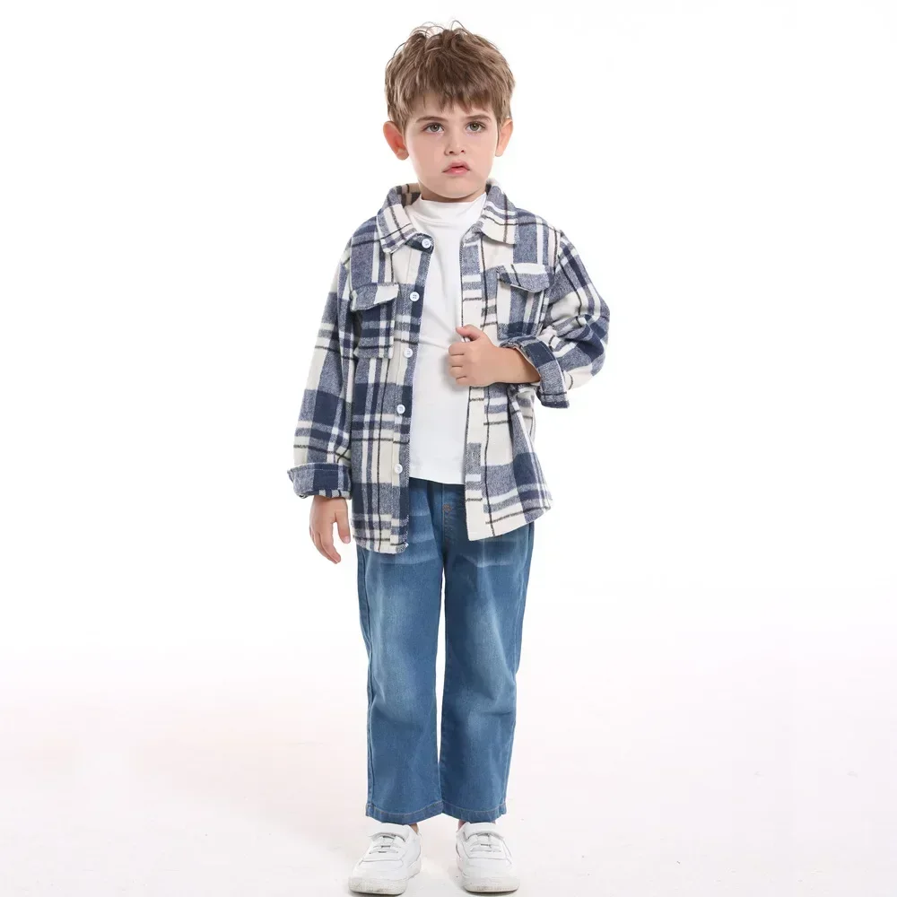 Camisa para niño a cuadros en algodón suave manga larga