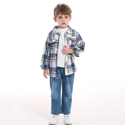 Camisa para niño a cuadros en algodón suave manga larga