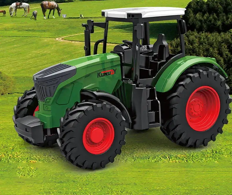 Vista lateral del tractor con neumáticos de goma blanda