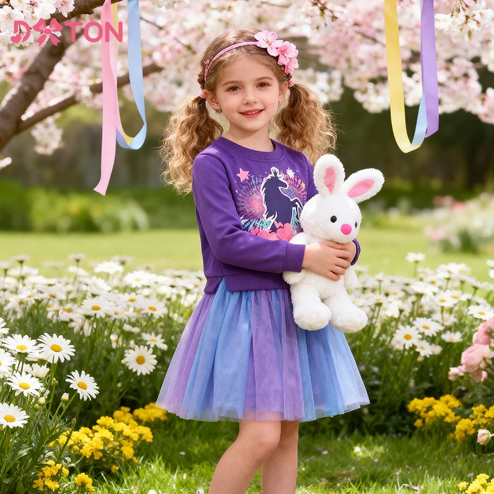 DXTON Vestido Invierno Niña Malla Retazos Princesa
