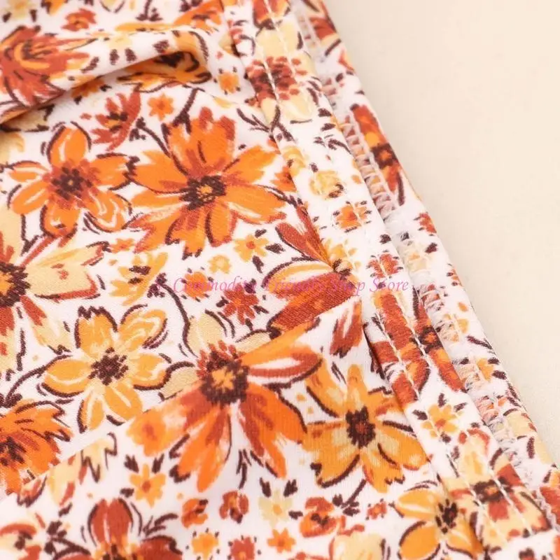 85AE Traje de baño infantil de manga larga con estampado floral - imagen 5