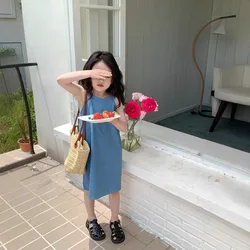 Vestido de verano para niñas sin mangas, estilo coreano moderno