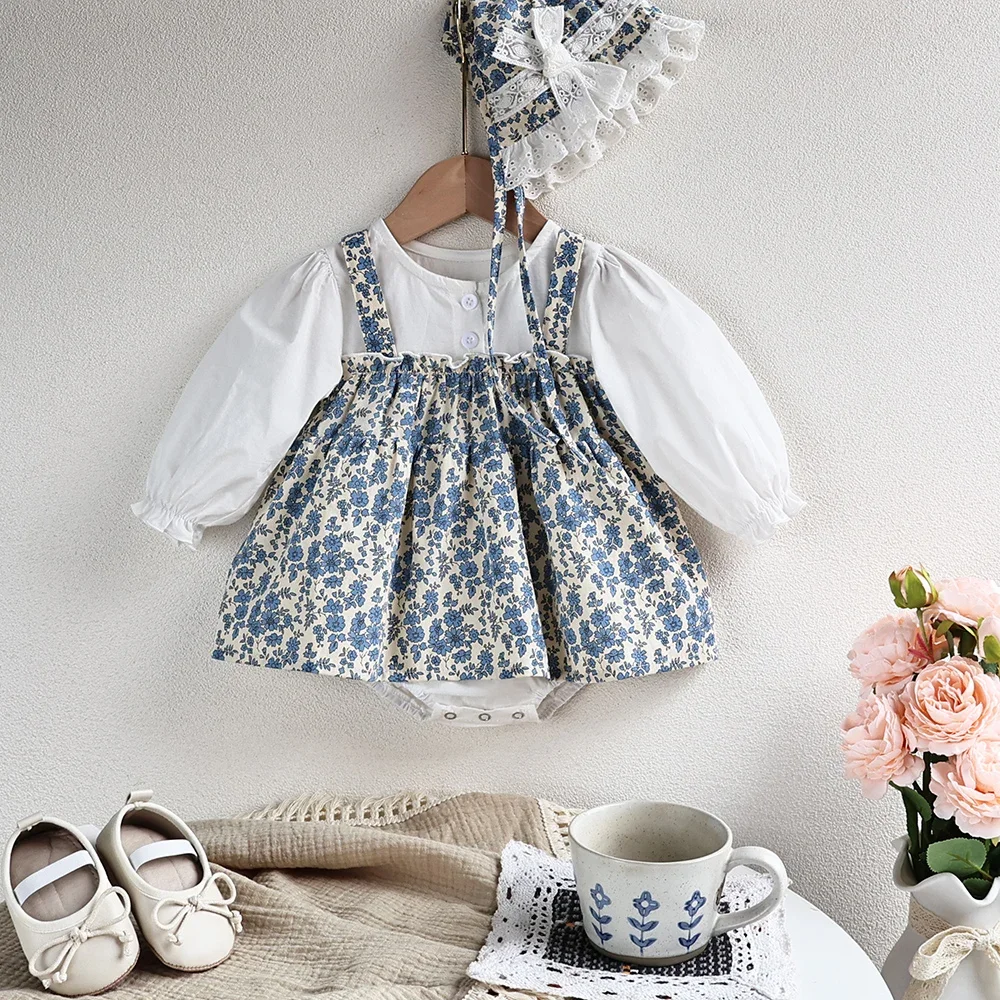 MILANCEL Body floral manga larga para bebé niña con sombrero - imagen 2