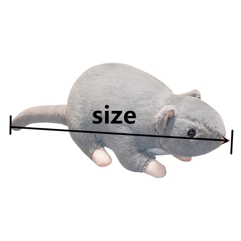 Ratón realista de peluche suave en vista frontal