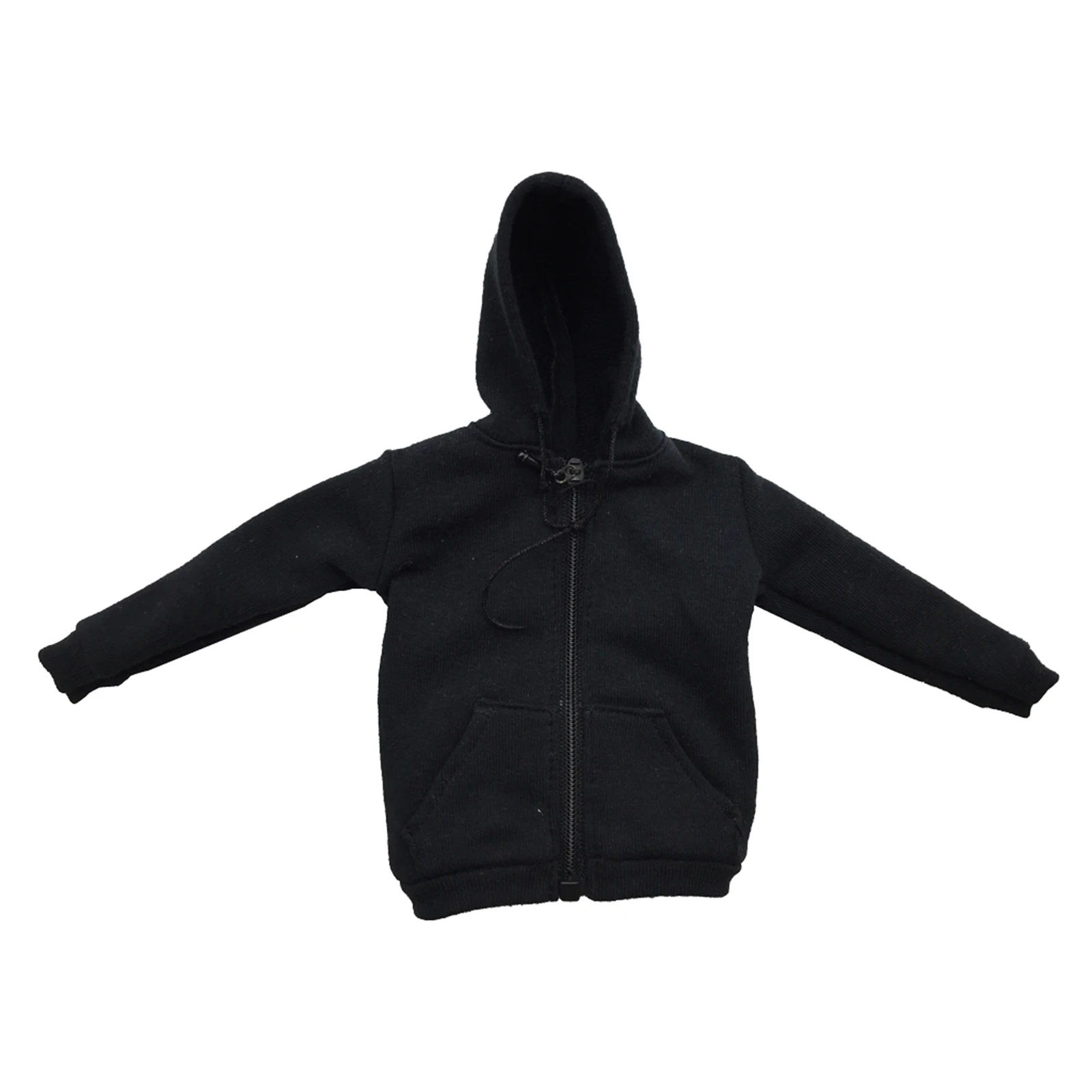 Sudadera con capucha y cremallera gris en escala 1/6