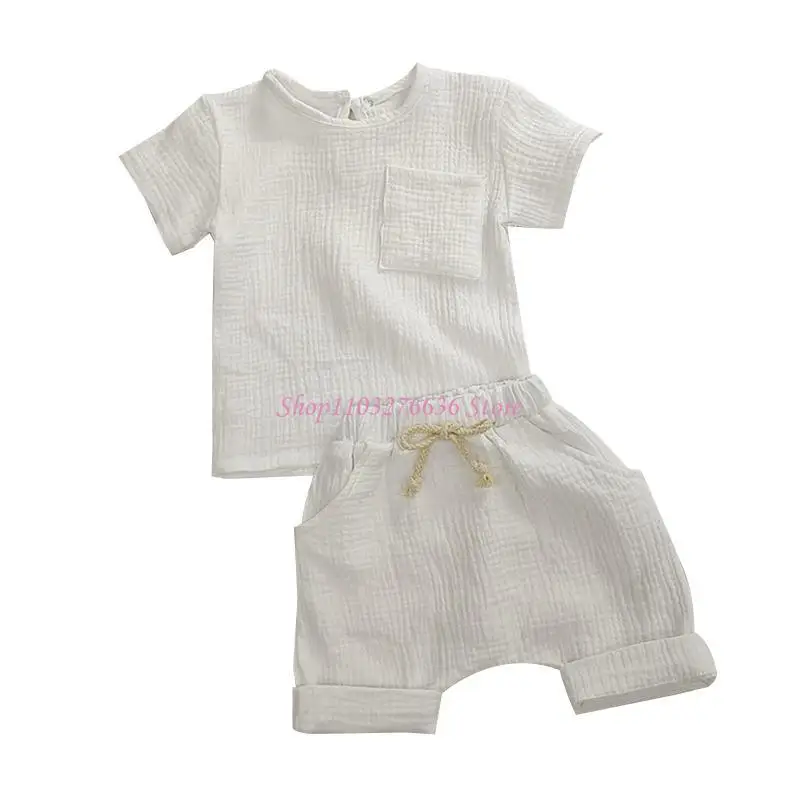 Conjunto de verano en algodón acanalado para bebé – Top y shorts - imagen 2