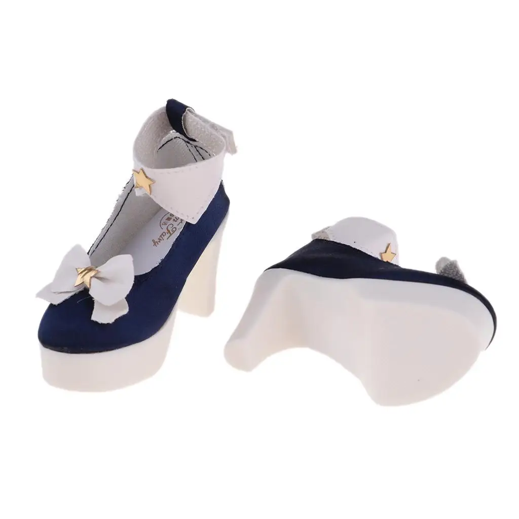 Zapatos de muñeca tacón alto BJD estilo Lolita con lazo textil