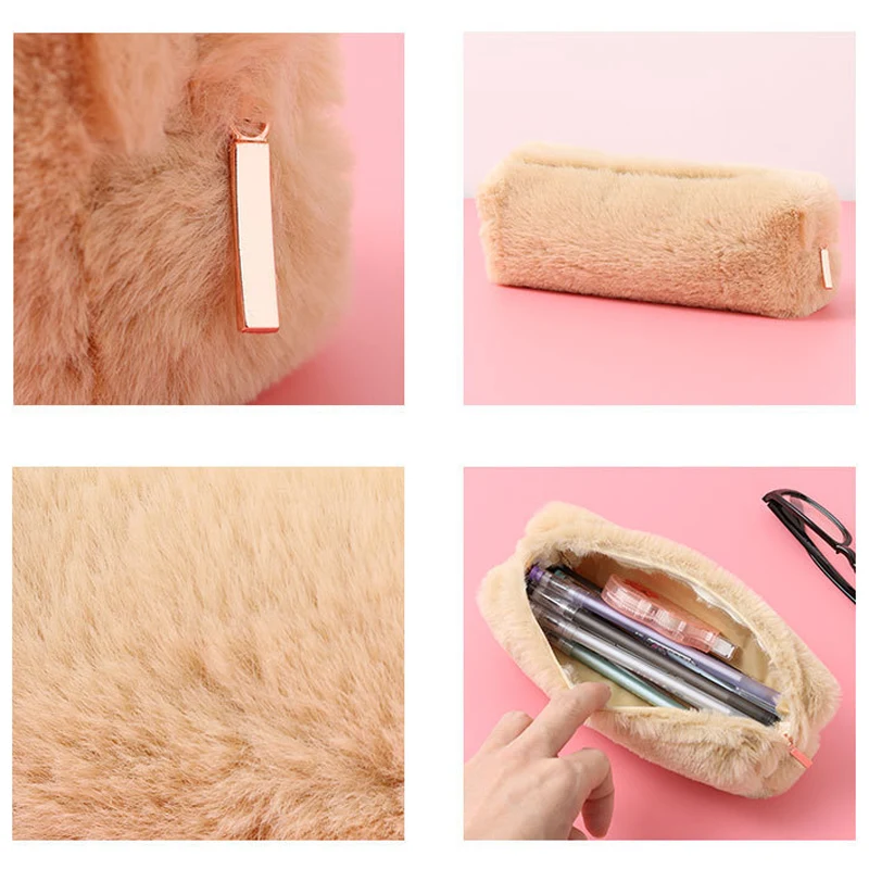 Estuche escolar Kawaii de felpa con gran capacidad para niñas - imagen 2