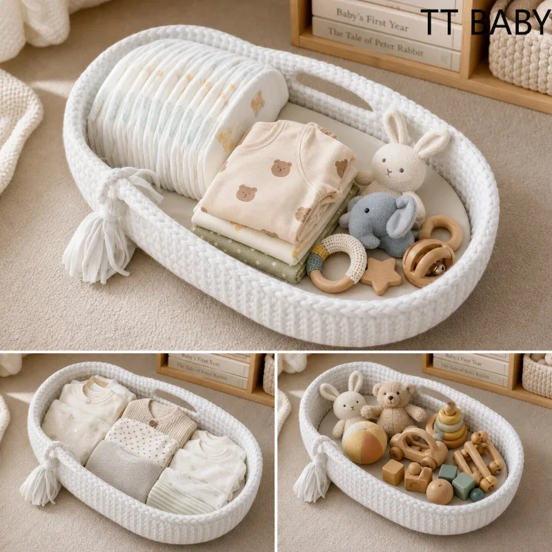 Cesta moisés de mimbre artesanal con cambiador impermeable - imagen 5