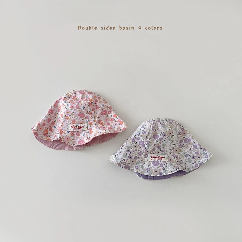 Gorro reversible con protección solar para bebé – Estampado floral - imagen 3