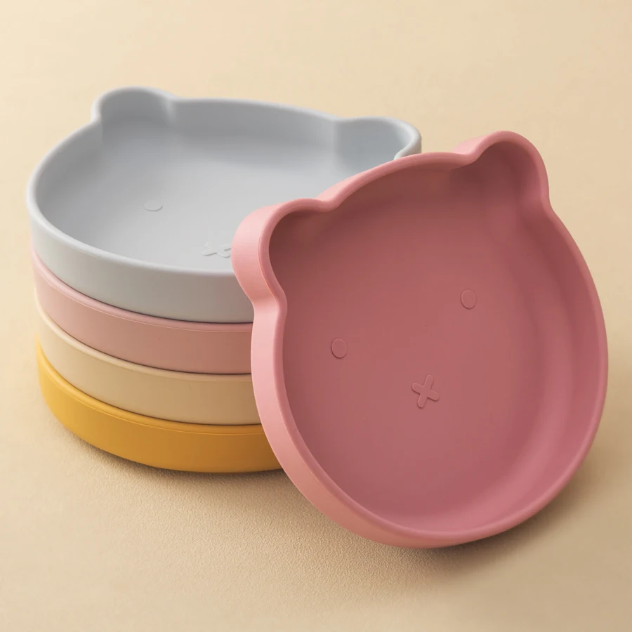 Plato de silicona con ventosa para niños - Vajilla infantil oso retro