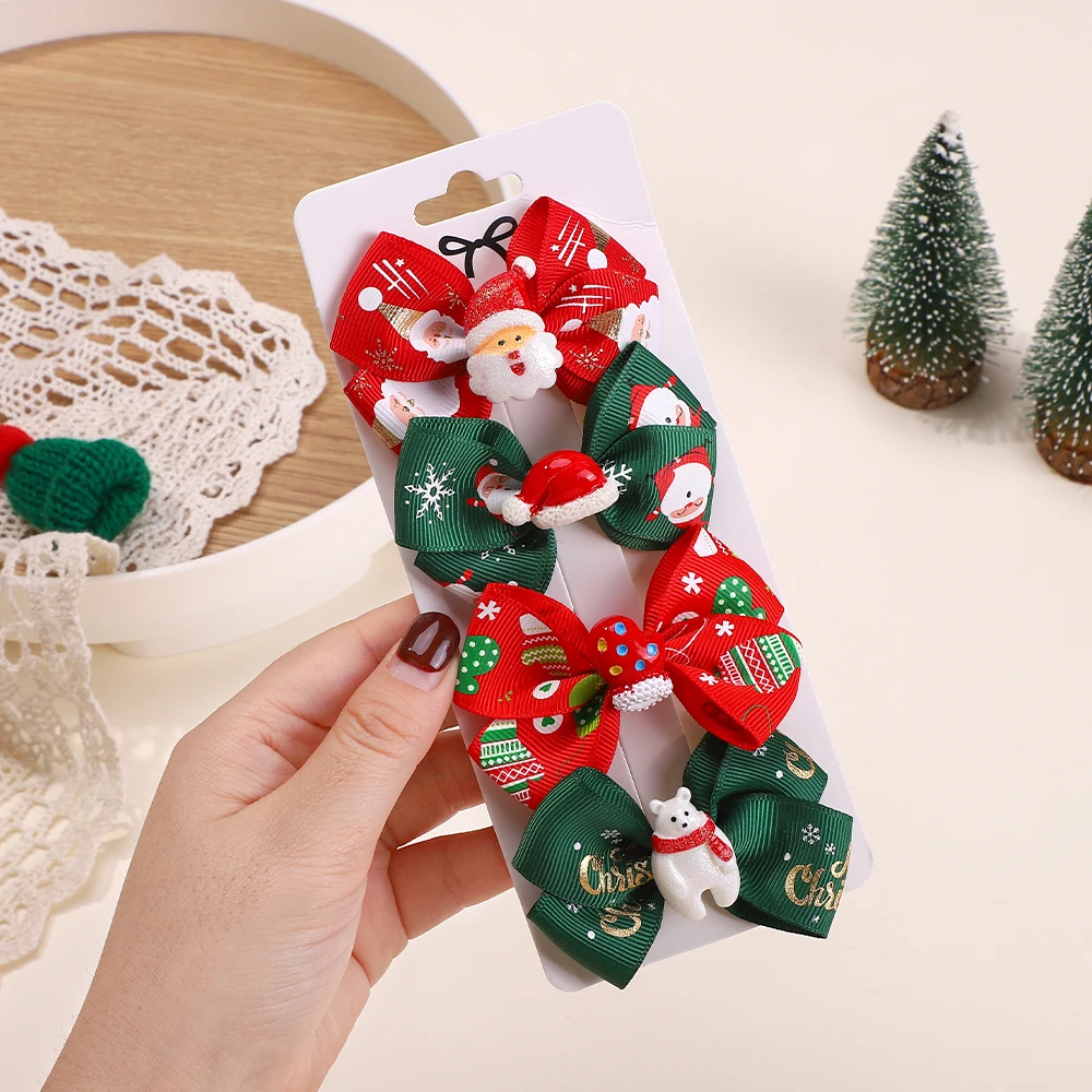 Horquillas navideñas Papá Noel para niña – Fiesta infantil - imagen 2
