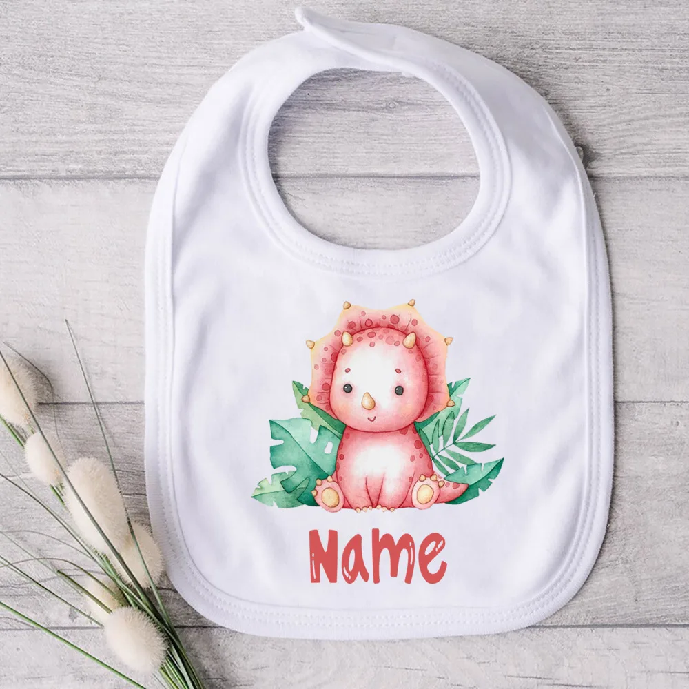 Babero con estampado de dinosaurio personalizado