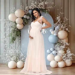 Vestido de maternidad sin mangas de tul para sesión de fotos de verano