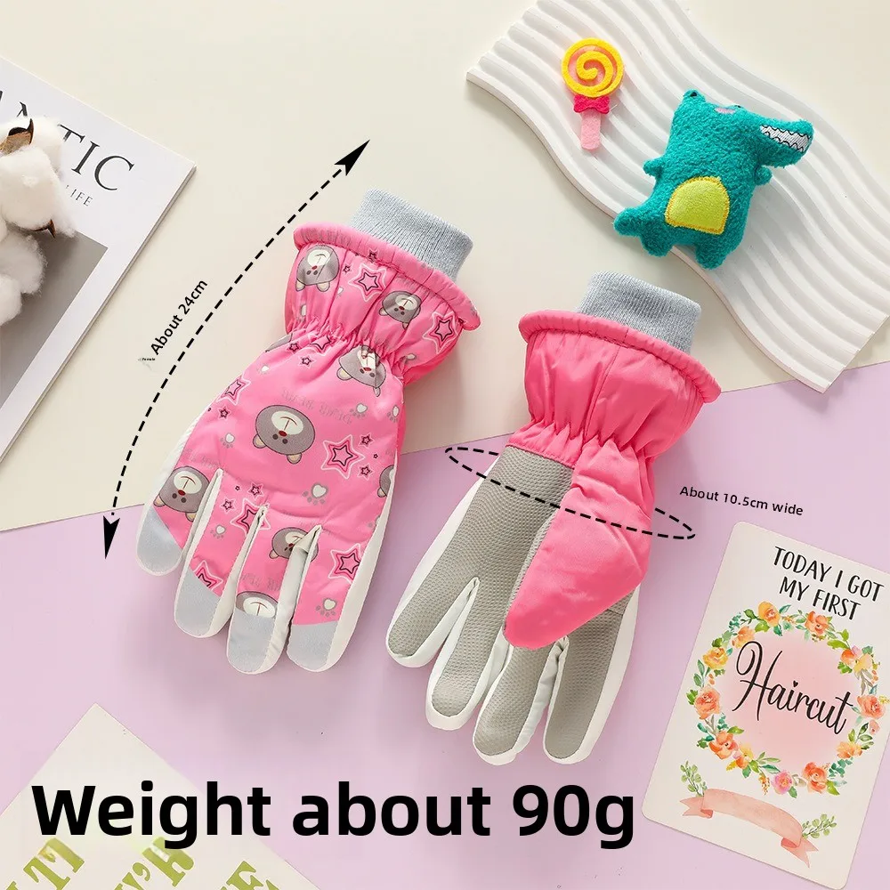 Guantes de esquí infantiles impermeables de oso, cortaviento - imagen 3