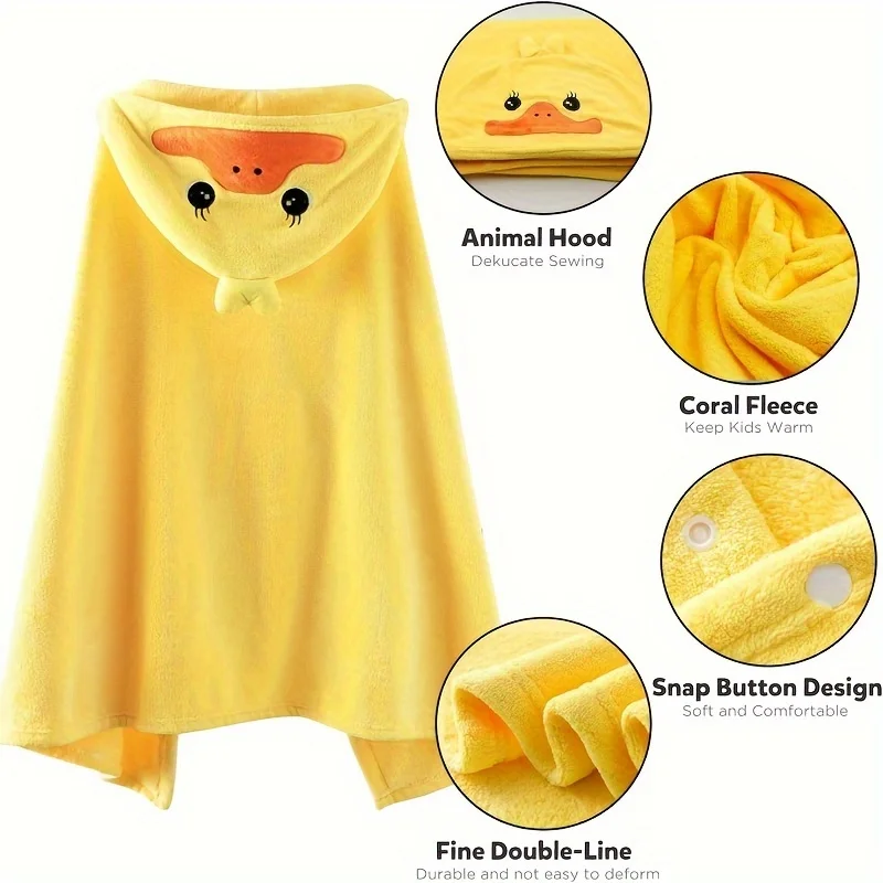 Toalla capucha felpa bebé con estampado pato - imagen 4
