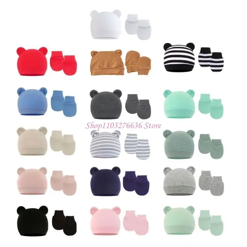 R6FD Gorro bebé algodón cálido transpirable con manoplas - imagen 3