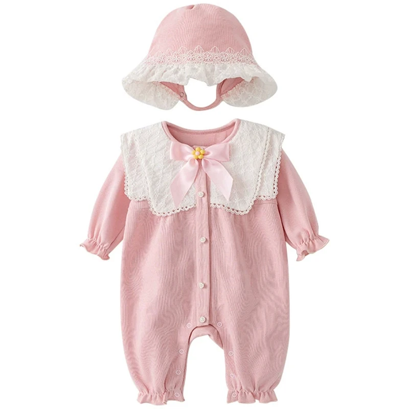 Conjunto de pelele con lazo y cuello de muñeca para niña entretiempo - imagen 4