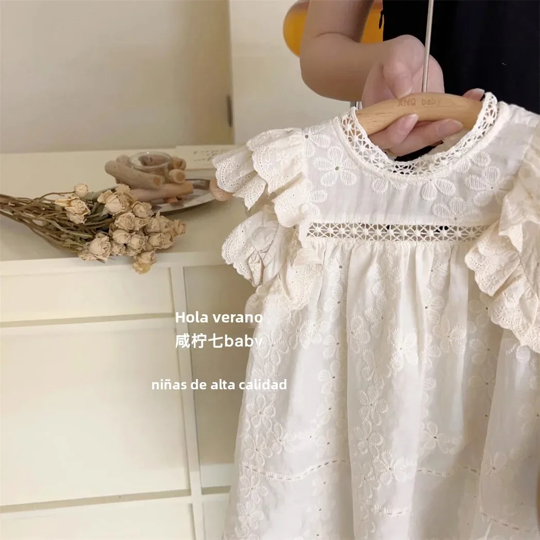 Vestido de princesa para niña en encaje de algodón transpirable - imagen 5