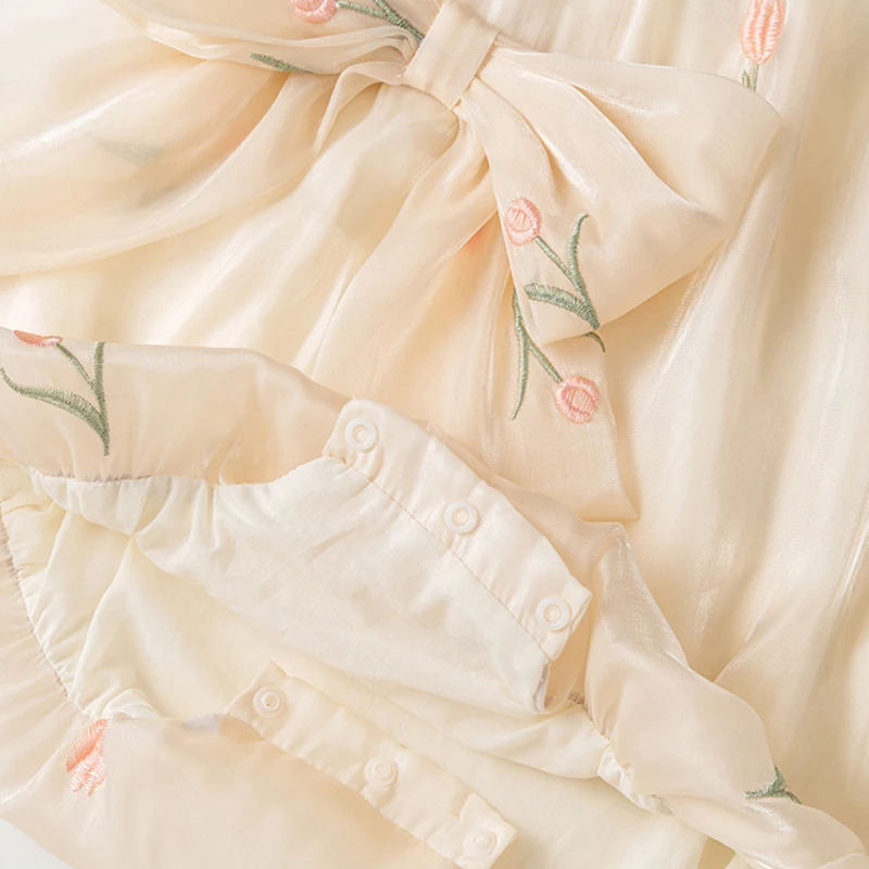 Mono de verano para bebé con lazo y flores - Estilo princesa - imagen 2