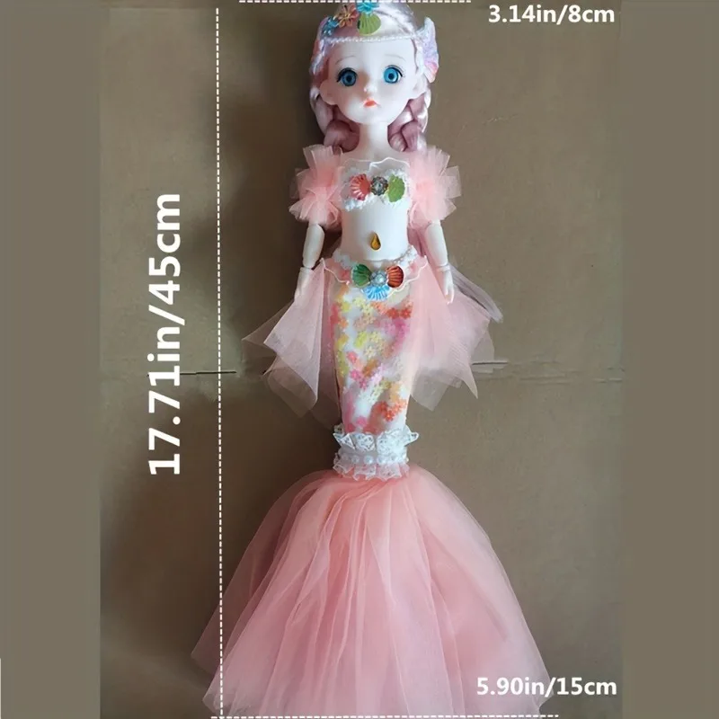 Muñeca de sirena princesa ojos azules para niña, regalo - imagen 3