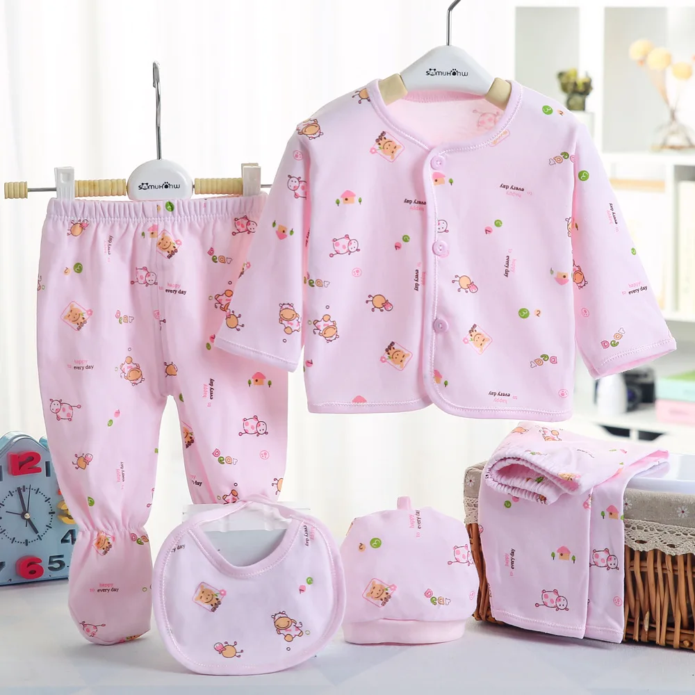 Conjunto de bebé algodón con dibujos animados: camiseta y pantalón
