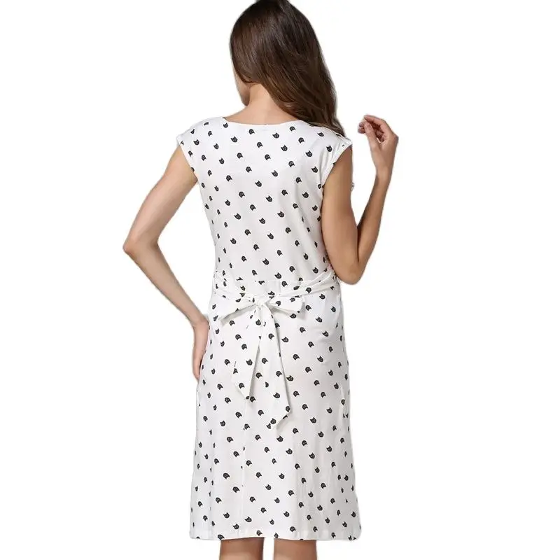 Vestido de lactancia sin mangas con estampado gatuno holgado - imagen 2