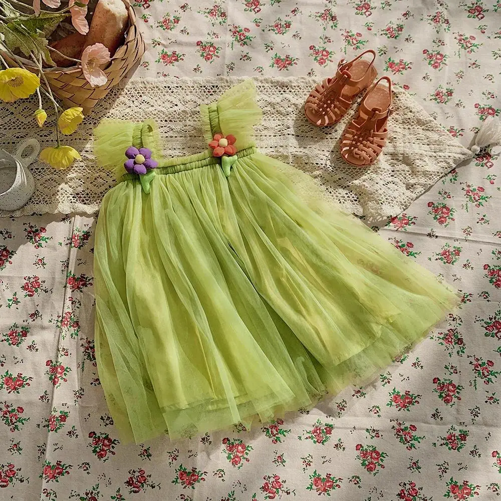 Vestido princesa para bebé con mangas voladoras – Malla floral
